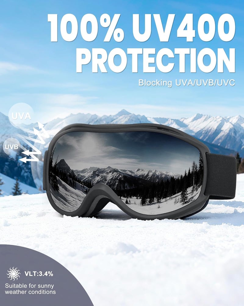 AVV Store Ski Goggles UV Protection, Anti-Fog Snowboard Snow Goggles OTG for Men Women Adults & Youths - Image 3